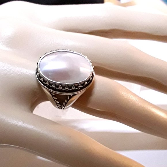 Sterling CAROLYN POLLACK Southwestern MOP Ring 7.5 - Picture 4 of 6